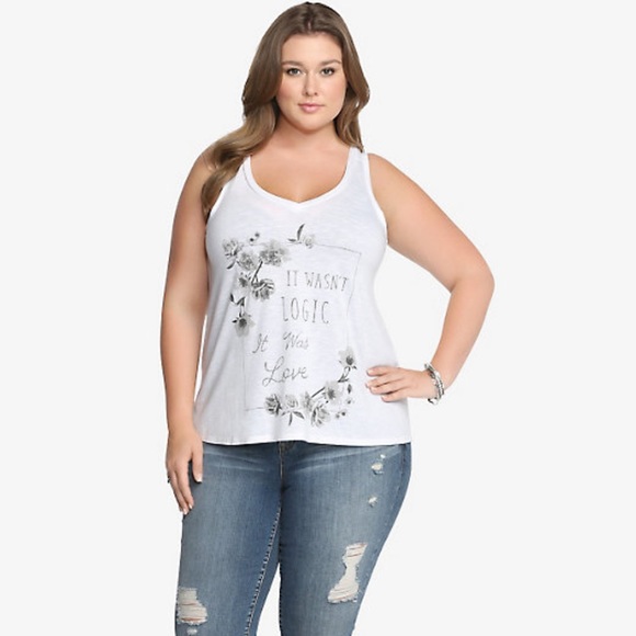 💟🌷Torrid White Love vs Logic Floral Tank - Picture 3 of 7